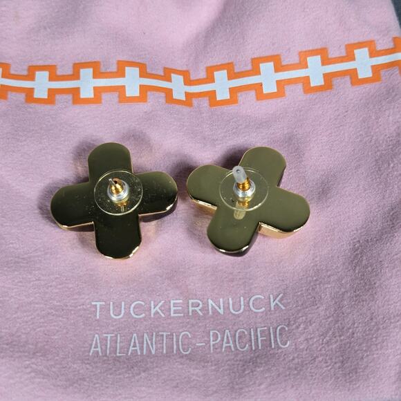 Tuckernuck Atlantic-Pacific Gold Tone X Cross Large Statement Stud Earrings - Picture 5 of 6